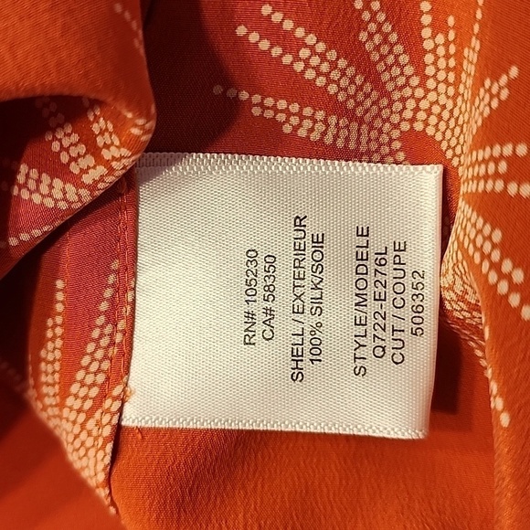 NWT Equipment Ava Clean with Contrast Silk Blouse in Spicy Orange Size Medium - Picture 11 of 13